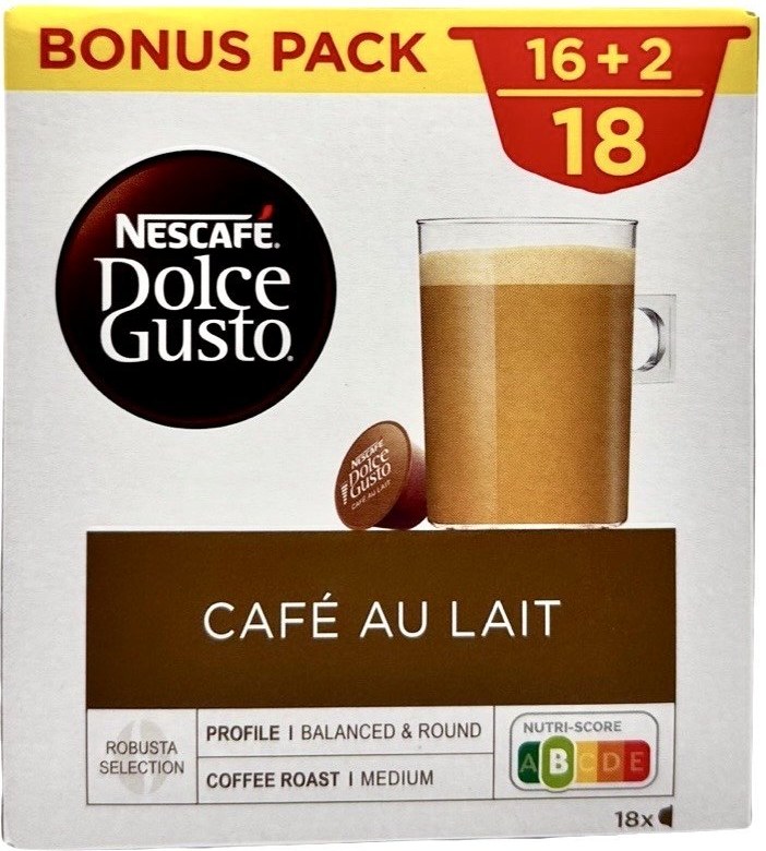 Nescafe Dolce Gusto CAFE au LAIT, kapsule, 16+2 ks