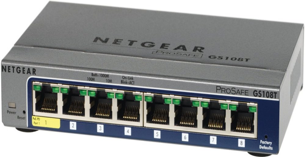 Netgear switch GS108T-200GES, 8 port. 10