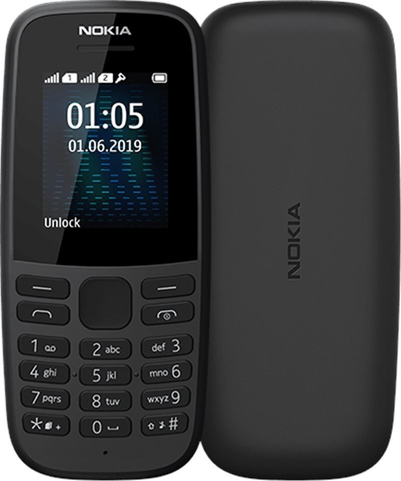 Nokia 105, 2019, Single SIM, čierny - otvorené balenie