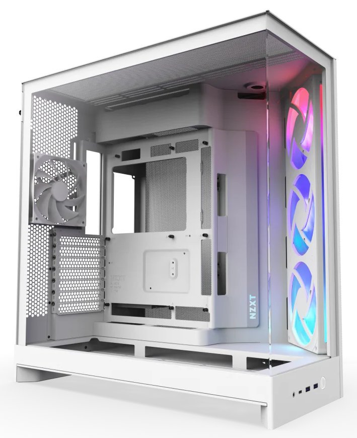 NZXT skříň H9 Flow RGB dvoukomorová ATX / 1x140 RGB mm / 1x 120mm RGB fan / prosklená / bílá
