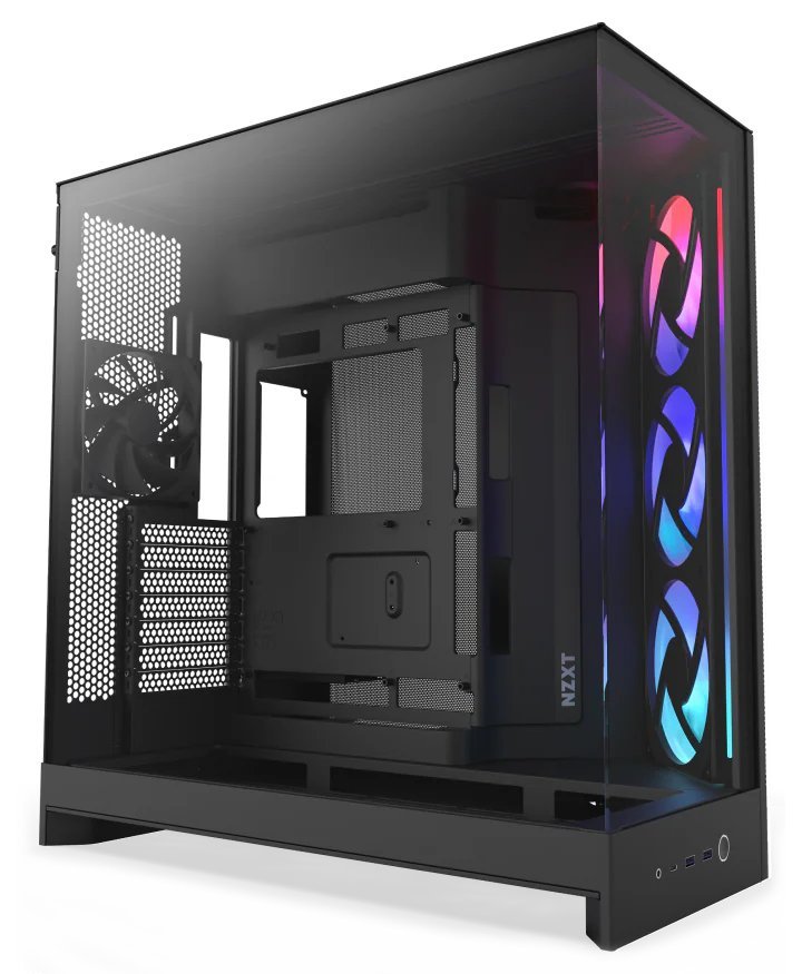 NZXT skříň H9 Flow RGB dvoukomorová ATX / 1x140 RGB mm / 1x 120mm RGB fan / prosklená / černá