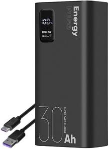 OBAL:ME EnergyPulse, powerbanka, 30000mAh, 22.5W, čierna