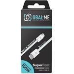 OBAL:ME Super Fast USB-C/USB-C pletený kábel, 100W, 2m, biely