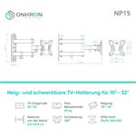 ONKRON Full Motion TV držiak na stenu pre 10" až 32" obrazovky do 25 kg, čierny