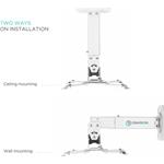 ONKRON Nastaviteľný stropný/nástenny držiak pre projektor do 10 kg, biely