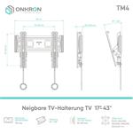 ONKRON TV naklápací držiak na stenu, 17"- 43", max 37kg, čierny