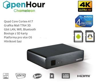 Open Hour Chameleon 4K TV Box, A4.4/Lubuntu/QC 1,8GHz/2GB/2xWLAN/GL/BT