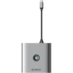 Orico hub 8v1 USB-A 3.0, PD100W, RJ45 (1000Mbps), HDMI (4K@60Hz), SD, micro SD, USB2.0, sivá