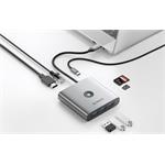 Orico hub 8v1 USB-A 3.0, PD100W, RJ45 (1000Mbps), HDMI (4K@60Hz), SD, micro SD, USB2.0, sivá