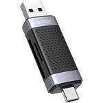Orico SD/micro SD čítačka kariet, USB + USB-C, sivá