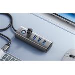 Orico USB 3.0, 4-port hub, sivý, 0,15 m