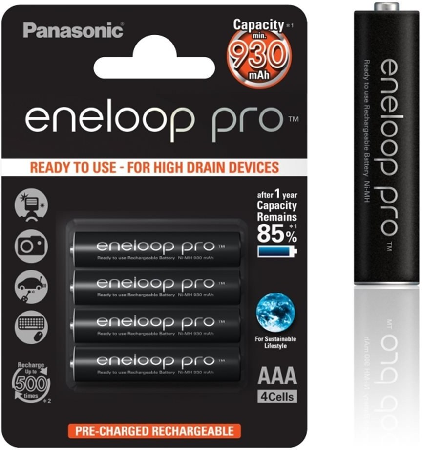 Panasonic Eneloop Pro AAA 930 mAh nabíjacie batérie, 4ks