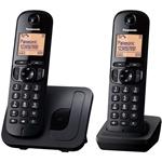 Panasonic KX-TGC212FXB, bezdrôtový telefón, 2x slúchadlo, čierny