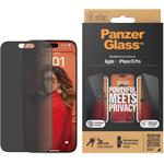 PanzerGlass, Tvrdené sklo UWF Privacy s aplikátorom pre iPhone 15 Pro, čierna