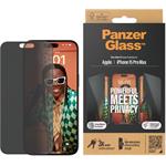 PanzerGlass, Tvrdené sklo UWF Privacy s aplikátorom pre iPhone 15 Pro Max, čierna