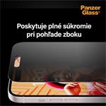 PanzerGlass, Tvrdené sklo UWF Privacy s aplikátorom pre iPhone 15 Pro Max, čierna