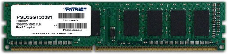 Patriot RAM DDR3 2GB PC3-10600 1333MHz CL9