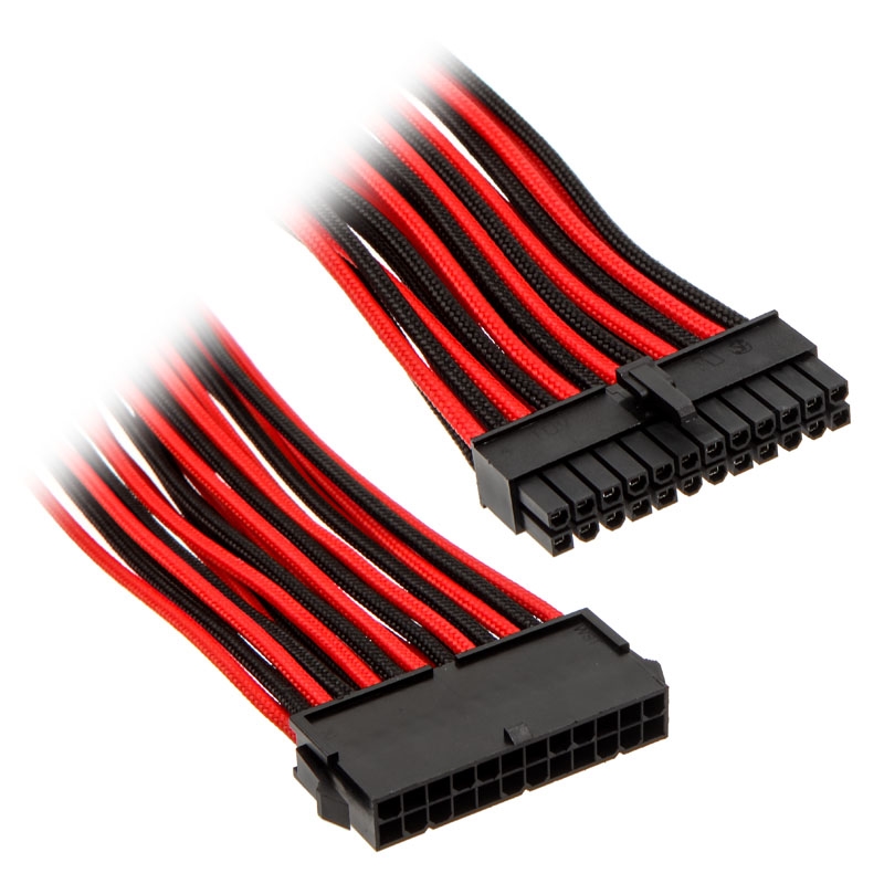 Phanteks 24-pin ATX Extension, predlžovací opletený kábel, 50 cm, čierno-červený