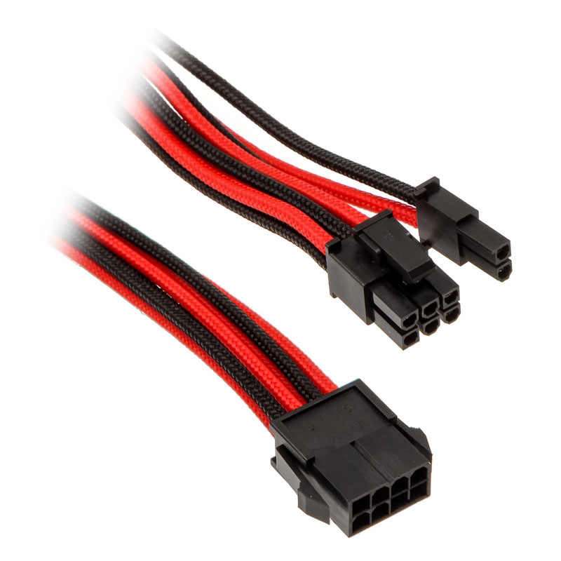 Phanteks 6+2-pin PCIe, predlžovací opletený kábel, 50 cm, čierno-červený