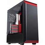 PHANTEKS Eclipse P300 Midi-Tower, temperované sklo, čierna/červená