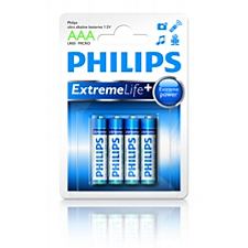 Philips batéria AAA eXtremeLife+, alkalická - 4ks