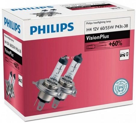 Philips H4 VisionPlus +60% 12342VPC2 2ks/bal.