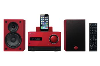 Pioneer systém s CD,USB,BT a dockem, červený