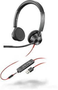 Poly BLACKWIRE 3325 Microsoft, náhlavná súprava na obe uši so sponou, USB-A + 3,5mm