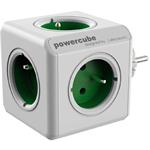 PowerCube elektrická rozdvojka 230V 5x zásuvka bielo-zelená