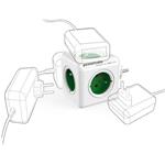 PowerCube elektrická rozdvojka 230V 5x zásuvka bielo-zelená