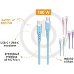 Powerton Energy Pastel Edition, kábel USB-C, 100W, 1m, silikón, modrý