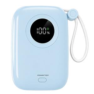 Powerton ENERGY PASTEL EDITION Powerbanka 10000mAh, 2x USB-C, 22.5W, integrované káble, modrá