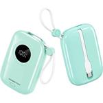 Powerton Energy Pastel Edition, powerbanka 10000mAh, 2x USB-C, 22.5W, integrované káble, zelený