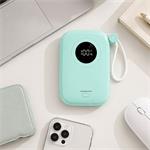 Powerton Energy Pastel Edition, powerbanka 10000mAh, 2x USB-C, 22.5W, integrované káble, zelený