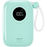 Powerton Energy Pastel Edition, powerbanka 10000mAh, 2x USB-C, 22.5W, integrované káble, zelený