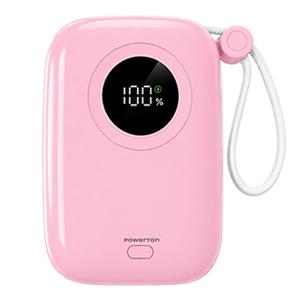 Powerton ENERGY PASTEL EDITION Powerbanka 10000mAh, 2x USB-C, 22.5W, integrovaný kábel, ružová