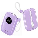Powerton Energy Pastel Editon powerbanka 10000mAh, 2x USB-C, 22.5W, integrované káble, fialová