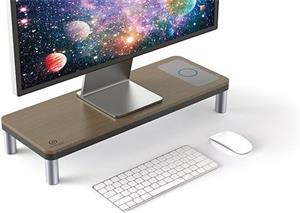 Powerton Ergo Doky, podstavec pod monitor s dokovacou stanicou, bezdrôtovou nabíjačkou, sivý