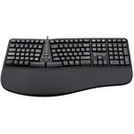 Powerton Ergo Lana, ergonomická klávesnica káblová, USB, US, čierna