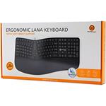 Powerton Ergo Lana, ergonomická klávesnica káblová, USB, US, čierna