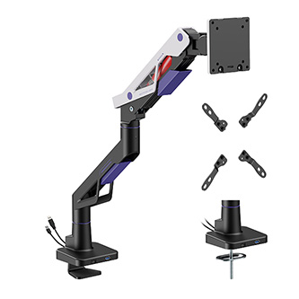 Powerton ERGO STRYNX Polohovatelný držiak pre monitor, bielo/čierna, 2-30KG, svorka, 24"- 57", 75x75/100x100/100x200/200x100/200x