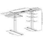 Powerton rám rohového stola, elektricky nastaviteľná výška, čierny