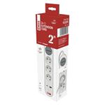 Predlžovací kábel 2 m / 3 zásuvky / s vypínačom / biely / 1×USB-A + 1×USB-C / 1,5 mm2