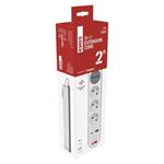 Predlžovací kábel 2 m / 3 zásuvky / s vypínačom / biely / 1×USB-A + 1×USB-C / 1,5 mm2