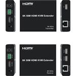 PremiumCord 8K@60Hz HDMI KVM extender s USB2.0 na 50m cez jeden kábel Cat6/6A