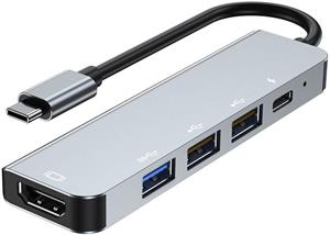 PremiumCord adaptér USB-C na HDMI + USB3.0 + 2x USB2.0 + PD (power delivery)