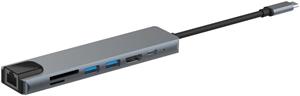 PremiumCord adaptér  USB-C na HDMI + USB3.0 + USB2.0 + PD + SD/TF + RJ45