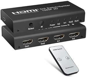 PremiumCord HDMI switch 2:2, 4K@60Hz, 1080p s diaľkovým ovládačom