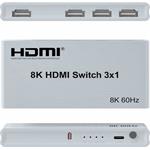 PremiumCord HDMI switch 3:1,8K pri 60 Hz, 4K pri 144 Hz, s diaľkovým ovládačom