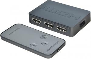 PremiumCord HDMI switch 3:1 plastový s diaľkovým ovládačom